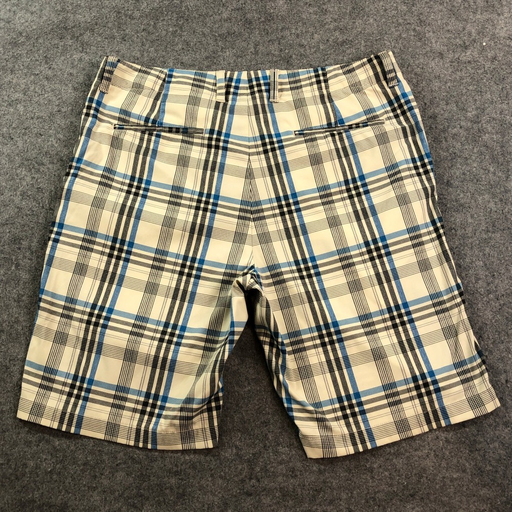 Tommy Bahama Mens Shorts 36x10 Blue Gray Off-White Plaid Stretch Nylon - Picture 2 of 13